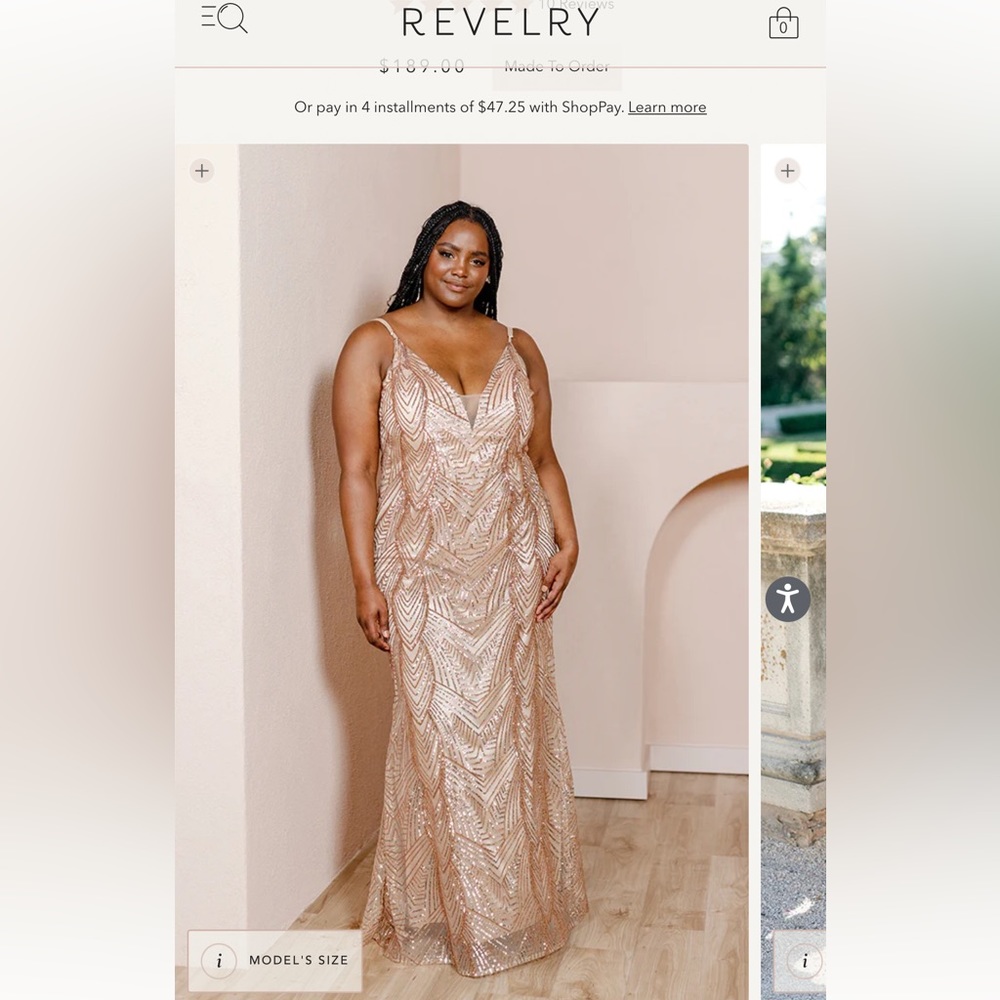 Revelry Camilla rose gold size 14